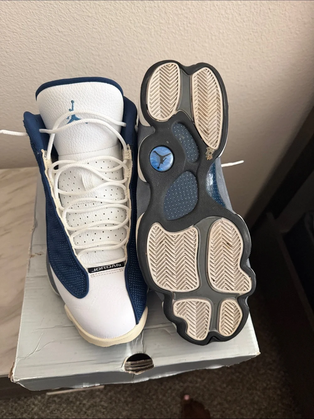 Jordan High-Top Sneakers in White and Navy